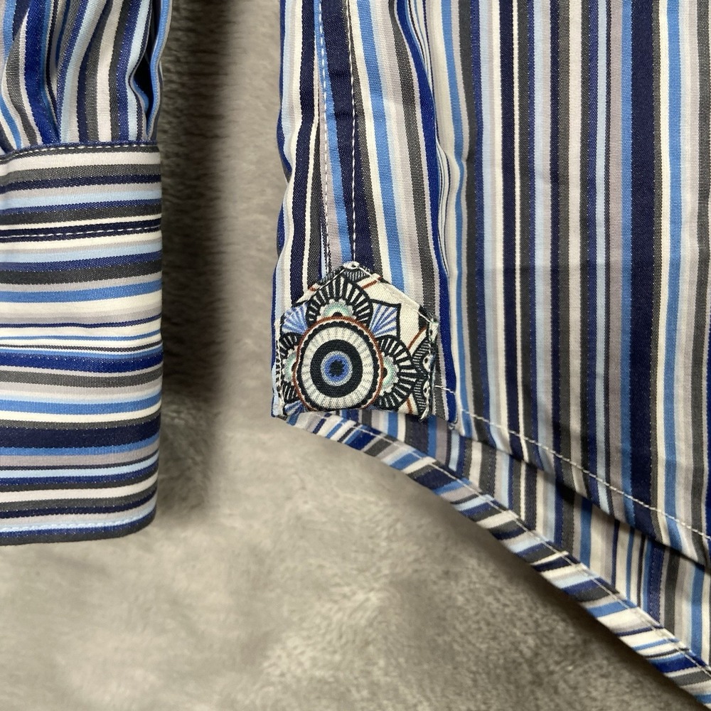 Robert Graham Shirt men's 3XL Button Up Striped Long Sleeve Designer Blue Casual - Picture 7 of 13